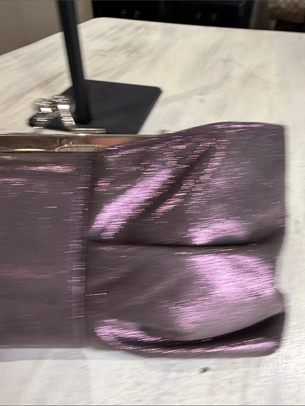 Vintage Metallic Plum Evening Clutch with Chain Strap